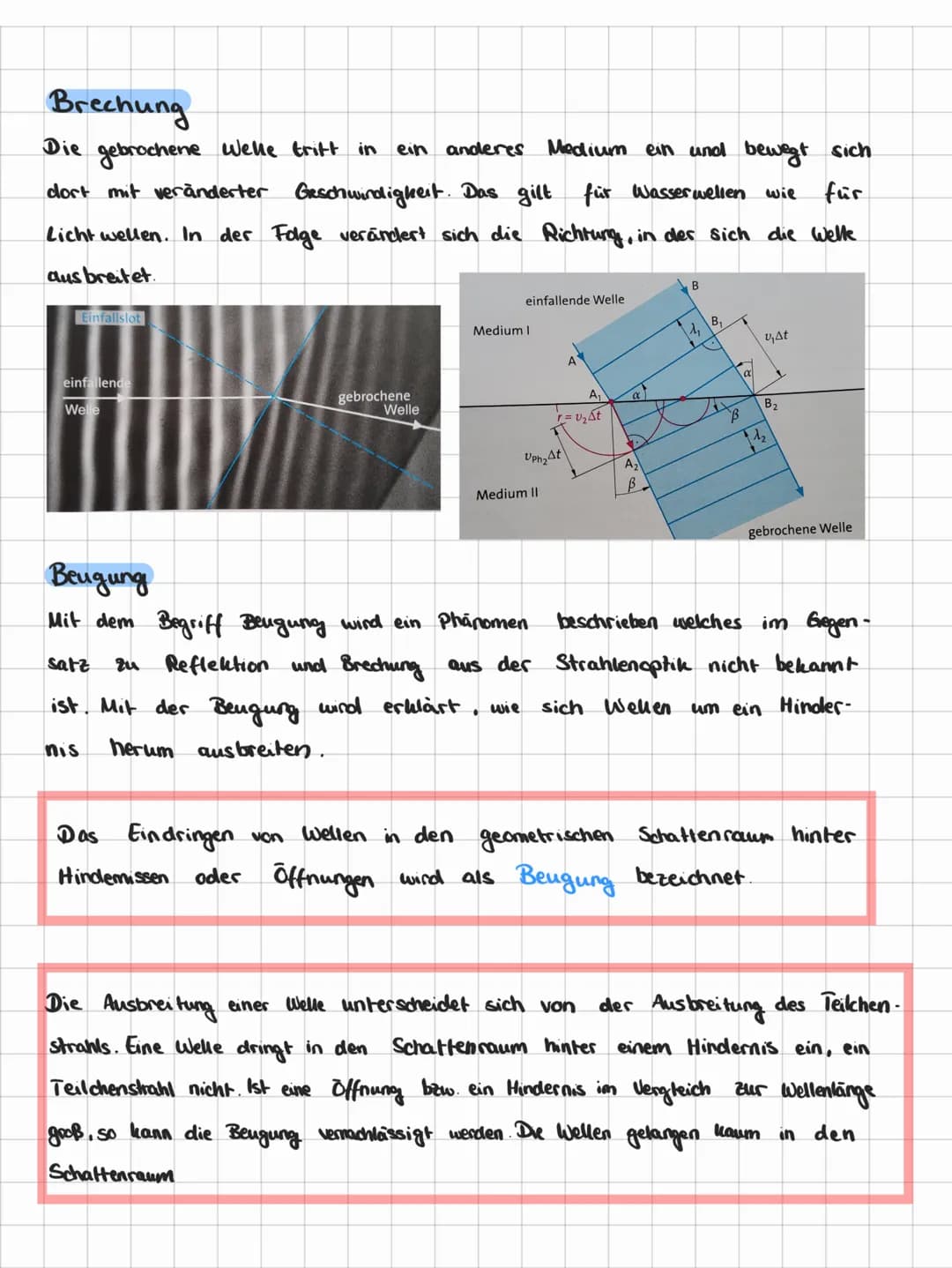 Das Huygens'sche Prinzip
CHRISTIAN HUYGENS (1629-1695) bemerkte
um 1650, dass eine Lichtausbreitung analog
Wasserwellen
die Phänomene erklär