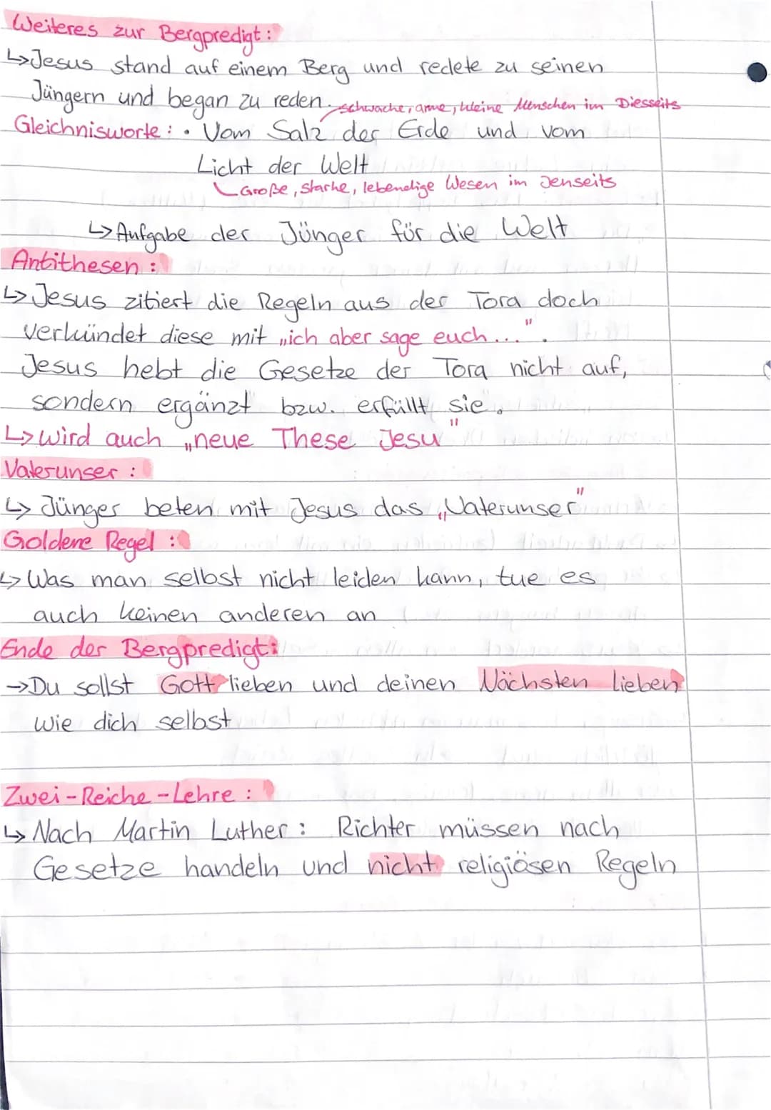 RELIGION
Bergpredigt, Gandhi
Bergpredigt
→→Im neuen Testament, in dem Jesus von Nazaret
seine Lehre verkündet.
Nächstenliebe
Botschaft: Das 