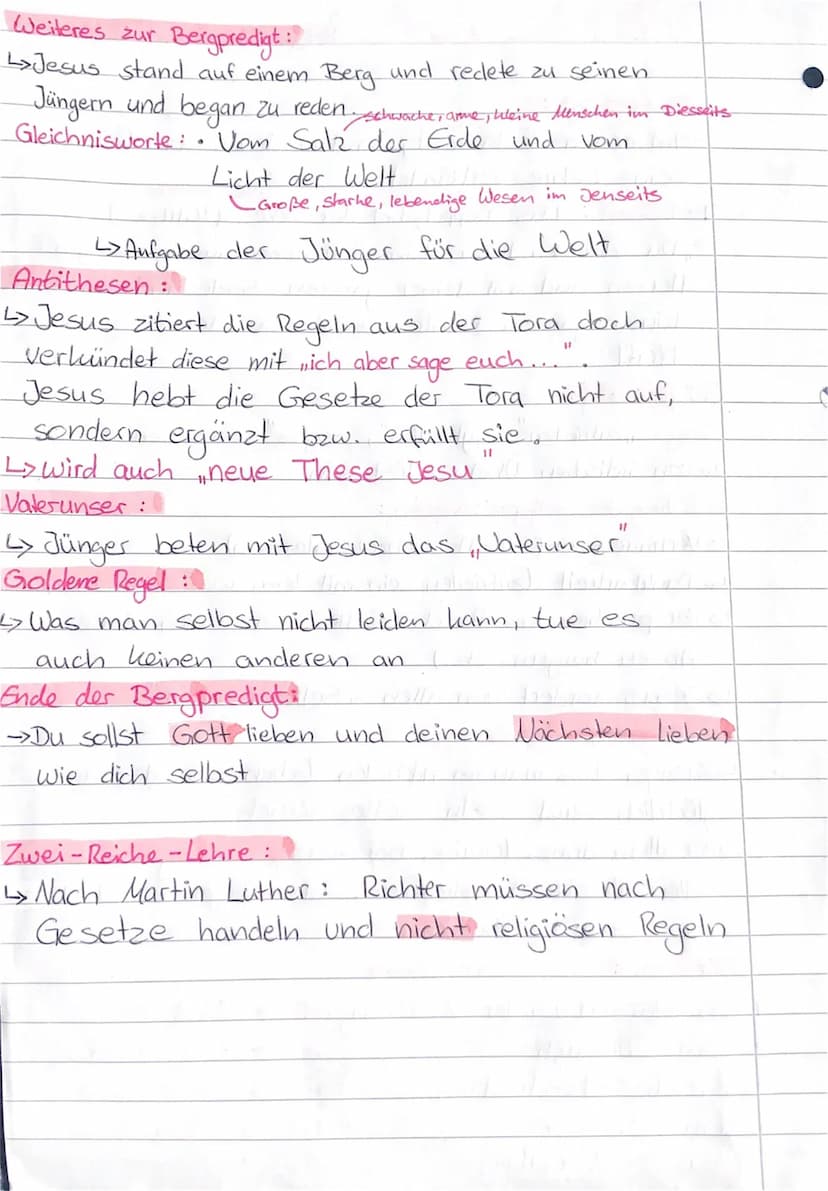 RELIGION
Bergpredigt, Gandhi
Bergpredigt
→→Im neuen Testament, in dem Jesus von Nazaret
seine Lehre verkündet.
Nächstenliebe
Botschaft: Das 