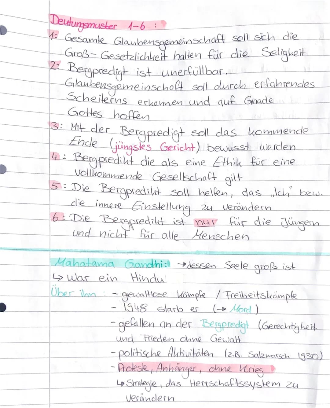 RELIGION
Bergpredigt, Gandhi
Bergpredigt
→→Im neuen Testament, in dem Jesus von Nazaret
seine Lehre verkündet.
Nächstenliebe
Botschaft: Das 