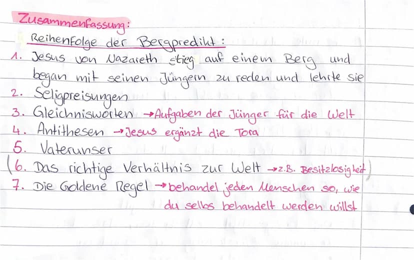 RELIGION
Bergpredigt, Gandhi
Bergpredigt
→→Im neuen Testament, in dem Jesus von Nazaret
seine Lehre verkündet.
Nächstenliebe
Botschaft: Das 