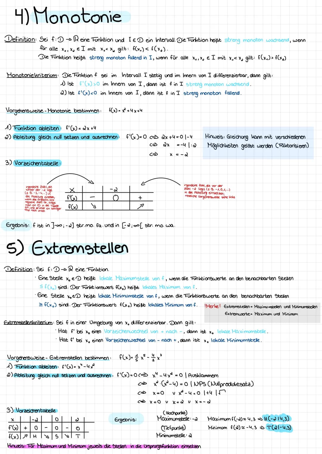 Differenzialrechnung
1) Ableitungsregeln
I. Faktorregel:
Ist die Funktion f:D → R an der Stelle x ED differenzierbar und ist de 1R, so ist a