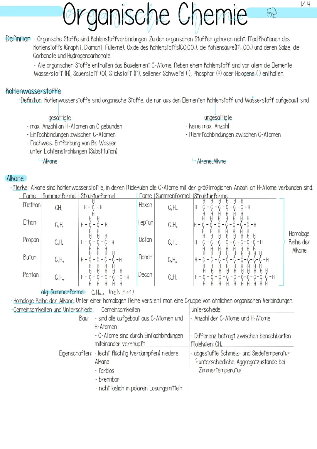 Organische Chemie
Definition - Organische Stoffe sind Kohlenstoffverbindungen. Zu den organischen Stoffen gehören nicht: Modifikationen des
