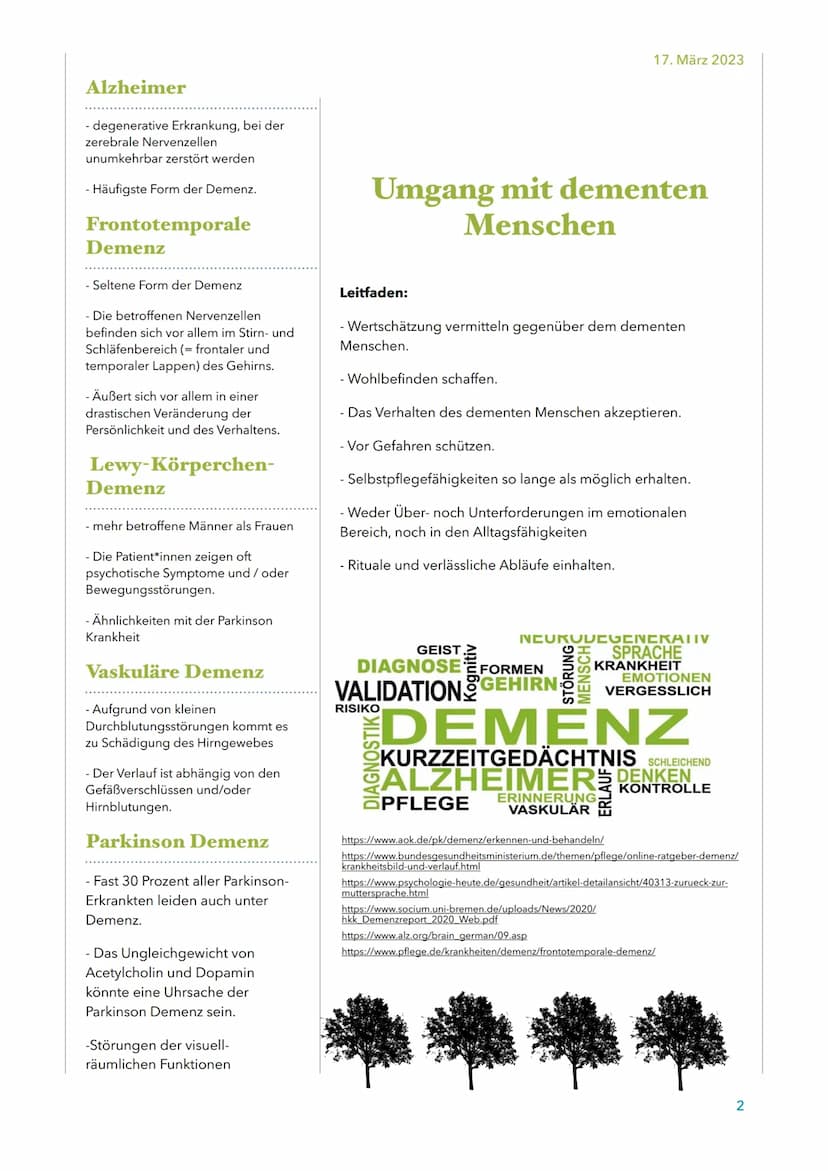 Miriam&Mathilde
DEMENZ
Was ist Demenz
- ,,Weg vom Geist" oder ohne
Geist" ist die Übersetzung für
Demenz.
Demenzformen | Symptome | Verlauf
