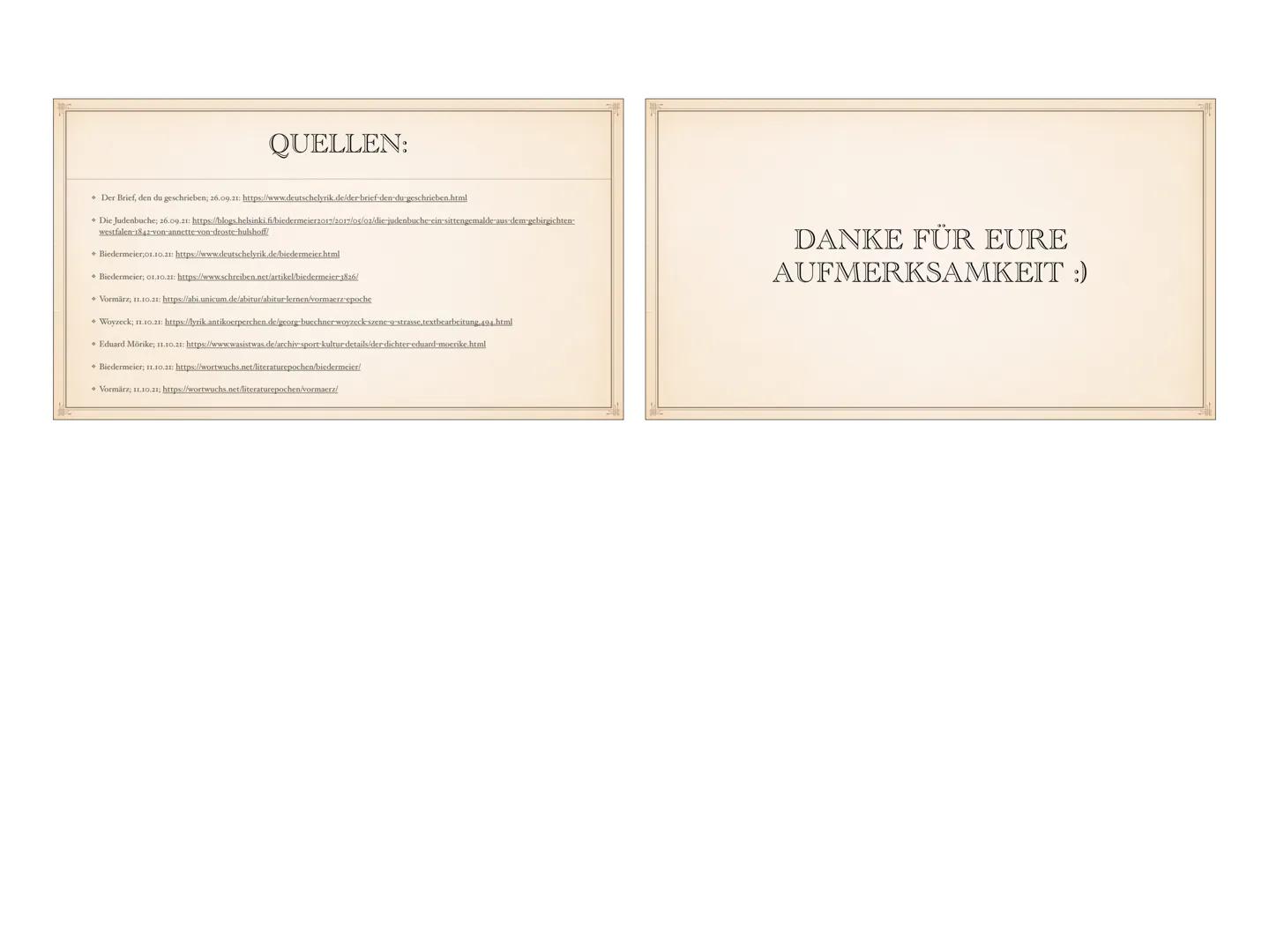 BIEDERMEIER UND VORMÄRZ
VON MARIE SCHLITTKE
GESCHICHTLICHE EINORDNUNG
+ Von ca. 1815-1850
+ Konservative Biedermeier Zeit - Radikal-demokrat