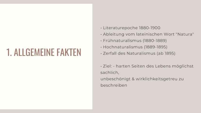 Packleiner and
Hay Beckons
Rothe
NATURALISMUS
TIO INHALTSVERZEICHNIS
1. Allgemeine Fakten
2. Zeitgeschichtlicher Hintergrund
2.1 Kernproblem