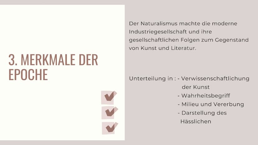 Packleiner and
Hay Beckons
Rothe
NATURALISMUS
TIO INHALTSVERZEICHNIS
1. Allgemeine Fakten
2. Zeitgeschichtlicher Hintergrund
2.1 Kernproblem