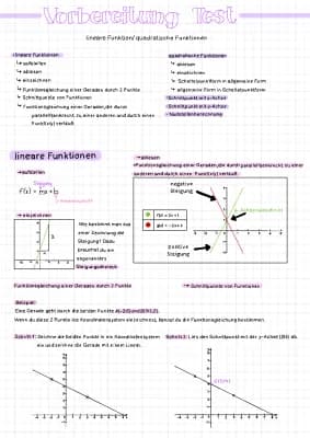 Know Lernzettel->Lineare Funktion/Quadratische Funktion/Nullstellenberechnung thumbnail
