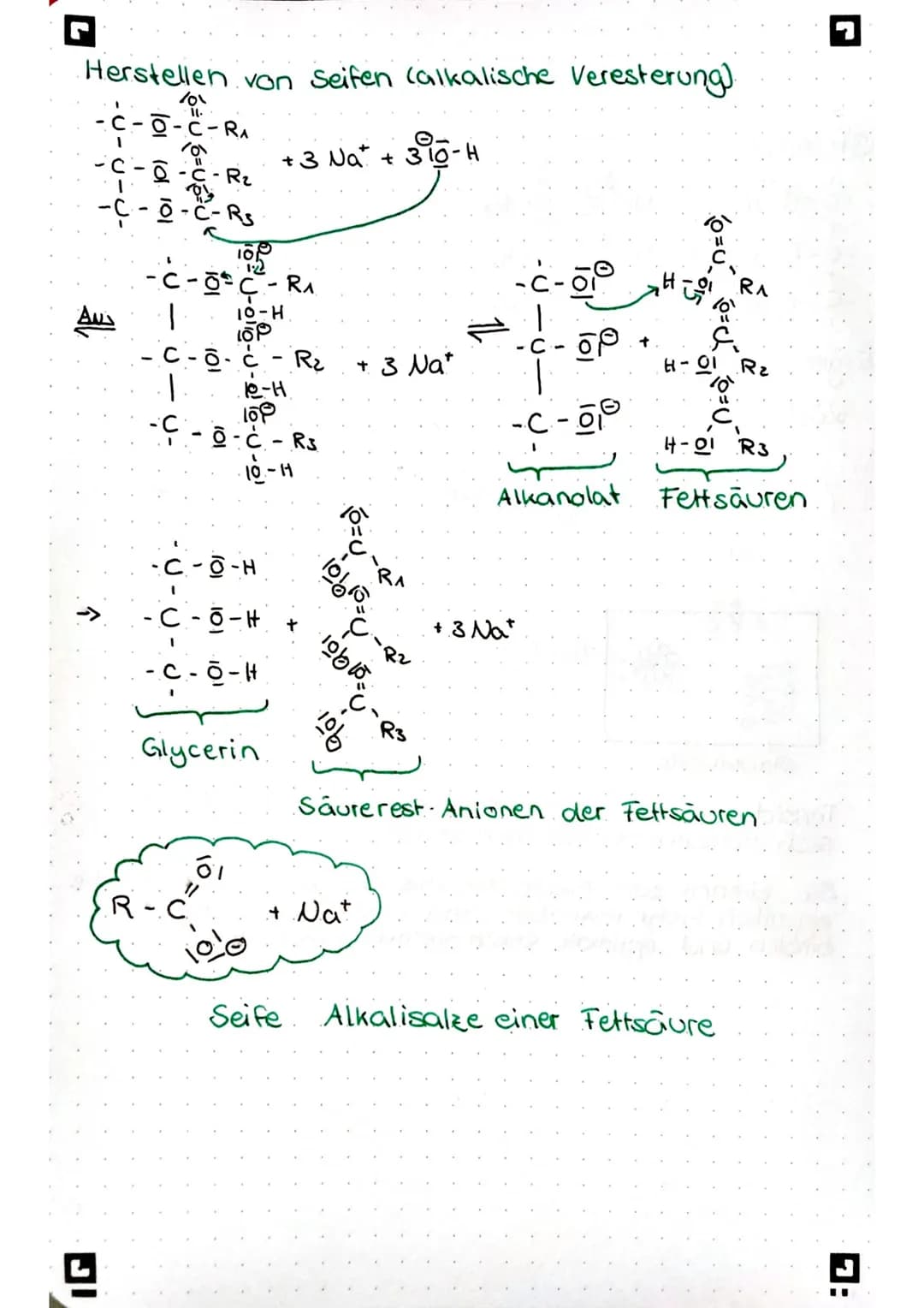 Struktur
-C-0-H
I
-C-O-H
-C-O-H
1
seifen
Eigenschaften
Löslichkeit.
un polar.
ZzZz
Na + 10.
201
Na +90-C-R₂
70
Na* 10-C-R3
Stabmicelle
C
11
