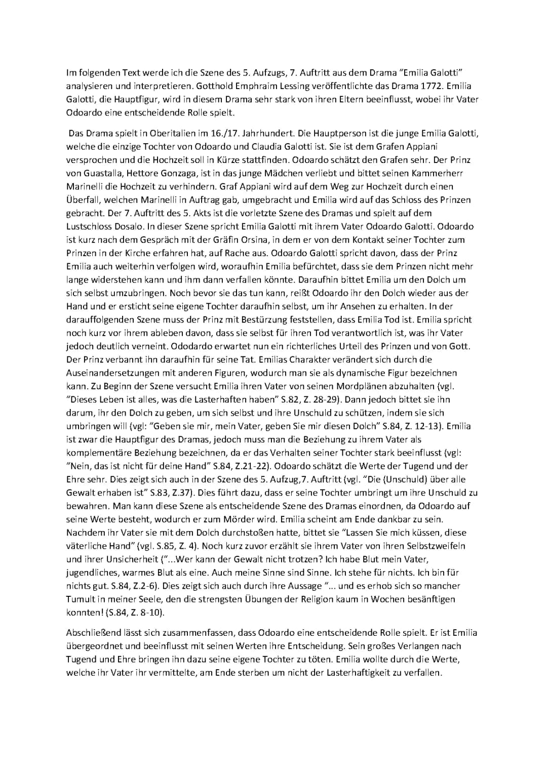 Emilia Galotti: 5. Aufzug 7. Auftritt Szenenanalyse und mehr