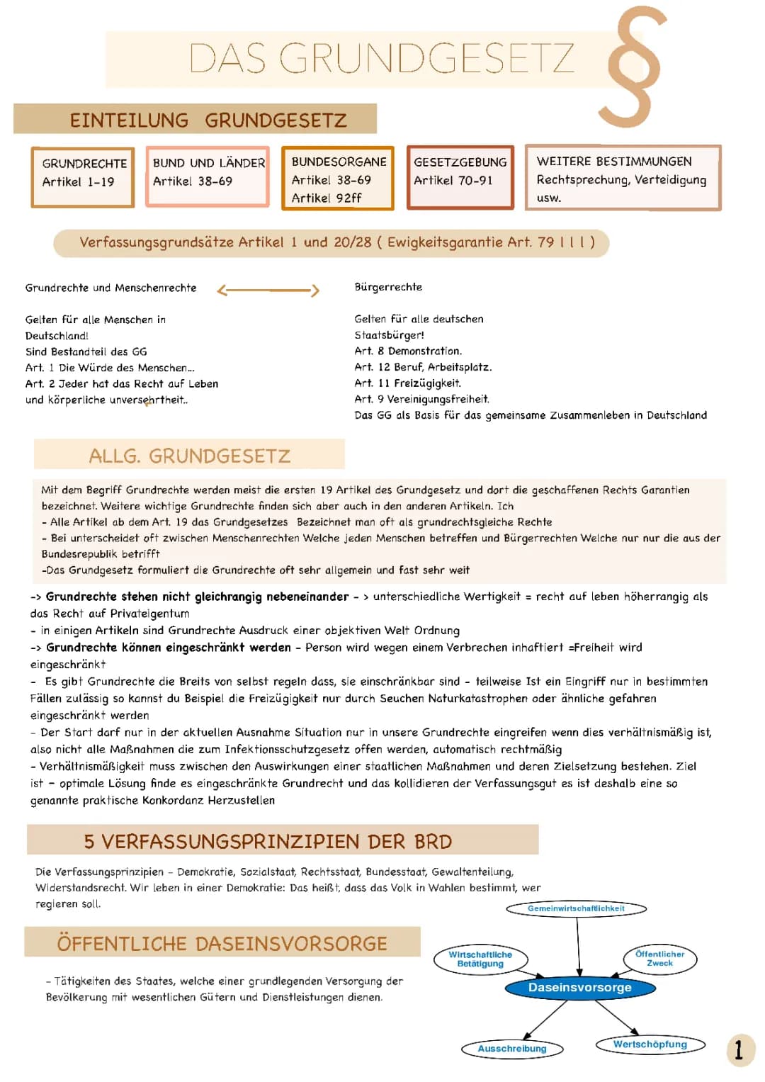 DARSEINSVORSORGE, RECHTSTAAT, GRUNDGESETZ  