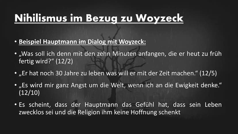 Nihilismus
{Im Bezug zu Woyzeck} Aufbau unseres Referates
• Was ist überhaupt Nihilismus?
●
●
●
An was glauben Nihilisten?
Nihilismus im Bez