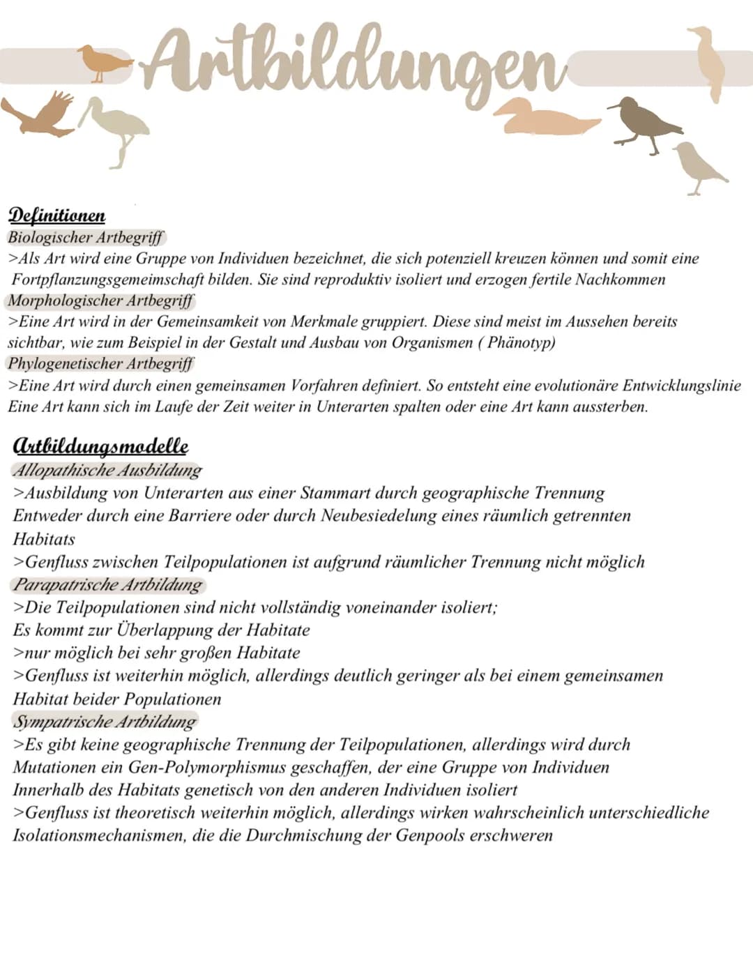 Artbildungen
Definitionen
Biologischer Artbegriff
20
>Als Art wird eine Gruppe von Individuen bezeichnet, die sich potenziell kreuzen können