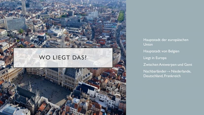 BRÜSSEL GALA
WHETHE
●
●
●
●
●
INHALT
Wichtige Fakten
Wo liegt das?
Welche Sprachen werden
gesprochen?
Sehenswürdigkeiten
Schwächen/Stärken d