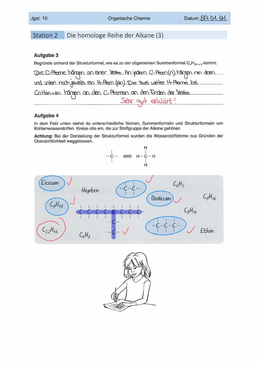 Jgst. 10
Organische Chemie
Station 1 Methan - ein Gas, viele Namen (1)
Methan (CH4) ist der einfachste Kohlenwasserstoff. Es ist ein farblos