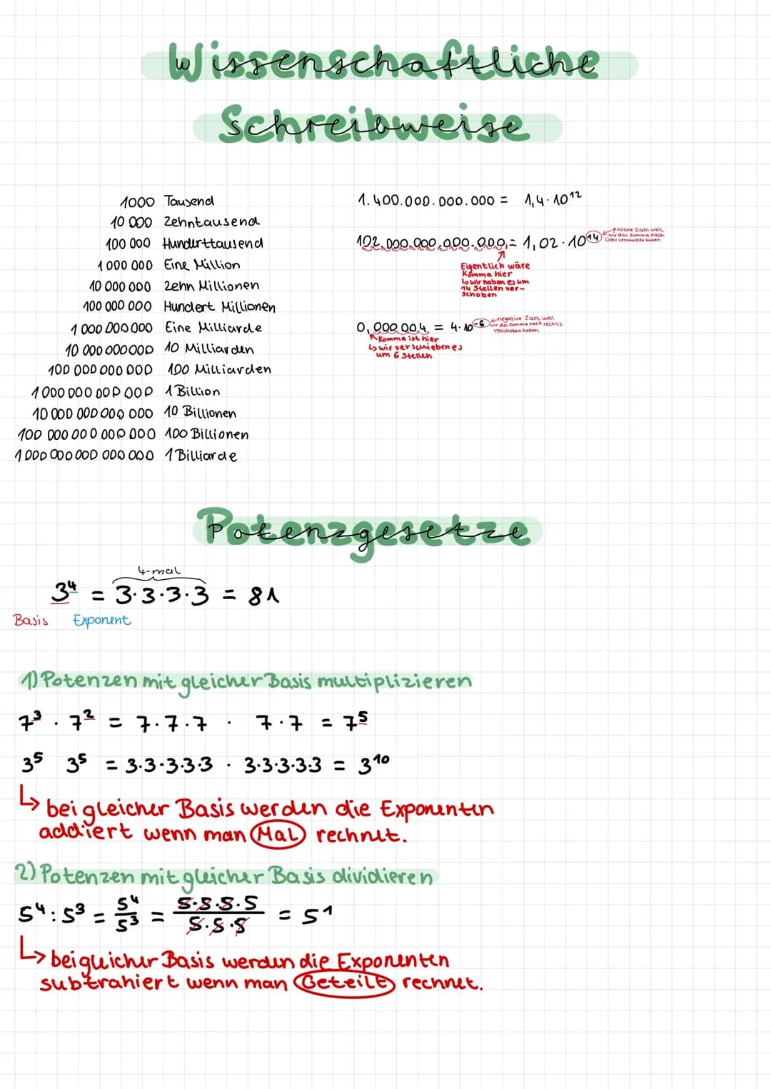 Potenzgesetze