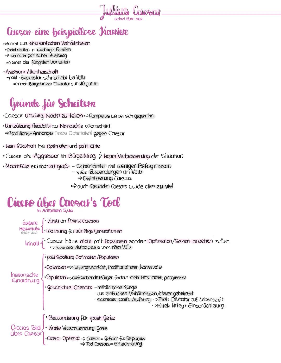 Caesar eine beispiellose Karriere
• stammt aus eher einfachen Verhältnissen
einheiraten in wichtige Familien
schneller politischer Aufstieg
