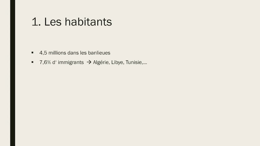LES BANLIEUES Á
PARIS
La situation actuelle et suggestions d'amélioration Structure
1.
Définition
2. La situation actuelle
3. Les suggestion
