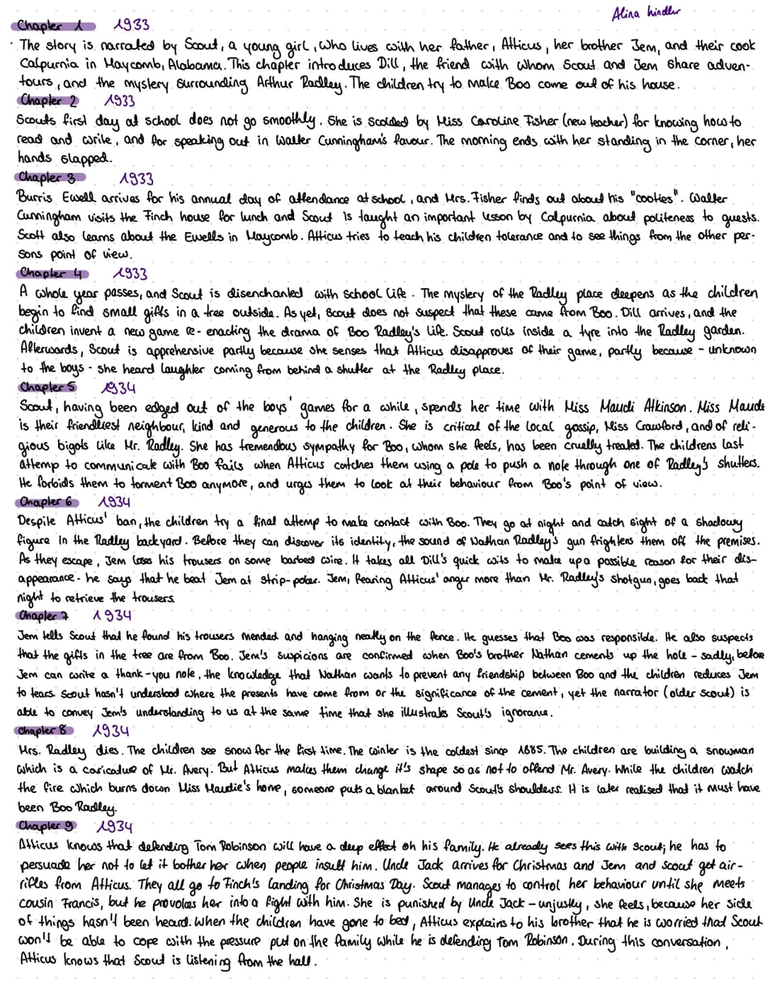 Chapter 1933.
Alina hindler
The story is narrated by Scout, a young girl, who lives with her father, Atticus, her brother Jem, and their coo