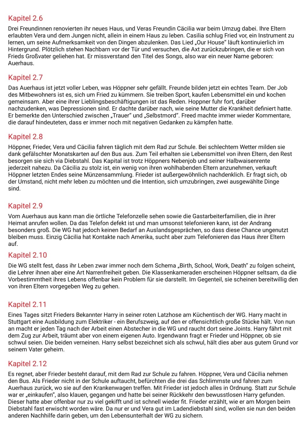AVERHAUS
→→Kapitelzusammenfassung
Kapitel 1
Im ersten und im gleichen Augenblick kürzesten Kapitel des Romans wird eine Momentaufnahme vorge