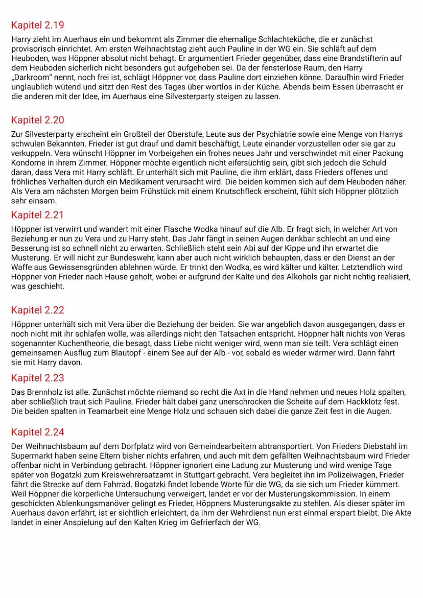 AVERHAUS
→→Kapitelzusammenfassung
Kapitel 1
Im ersten und im gleichen Augenblick kürzesten Kapitel des Romans wird eine Momentaufnahme vorge