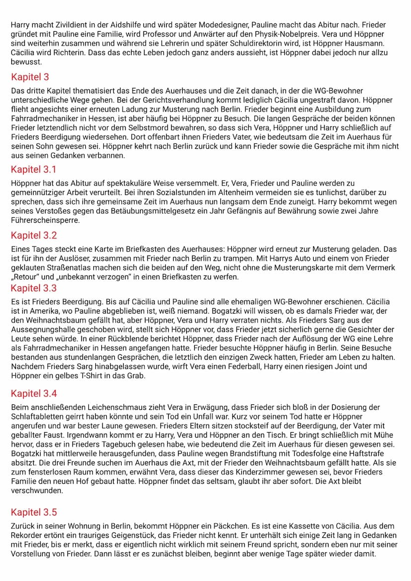 AVERHAUS
→→Kapitelzusammenfassung
Kapitel 1
Im ersten und im gleichen Augenblick kürzesten Kapitel des Romans wird eine Momentaufnahme vorge