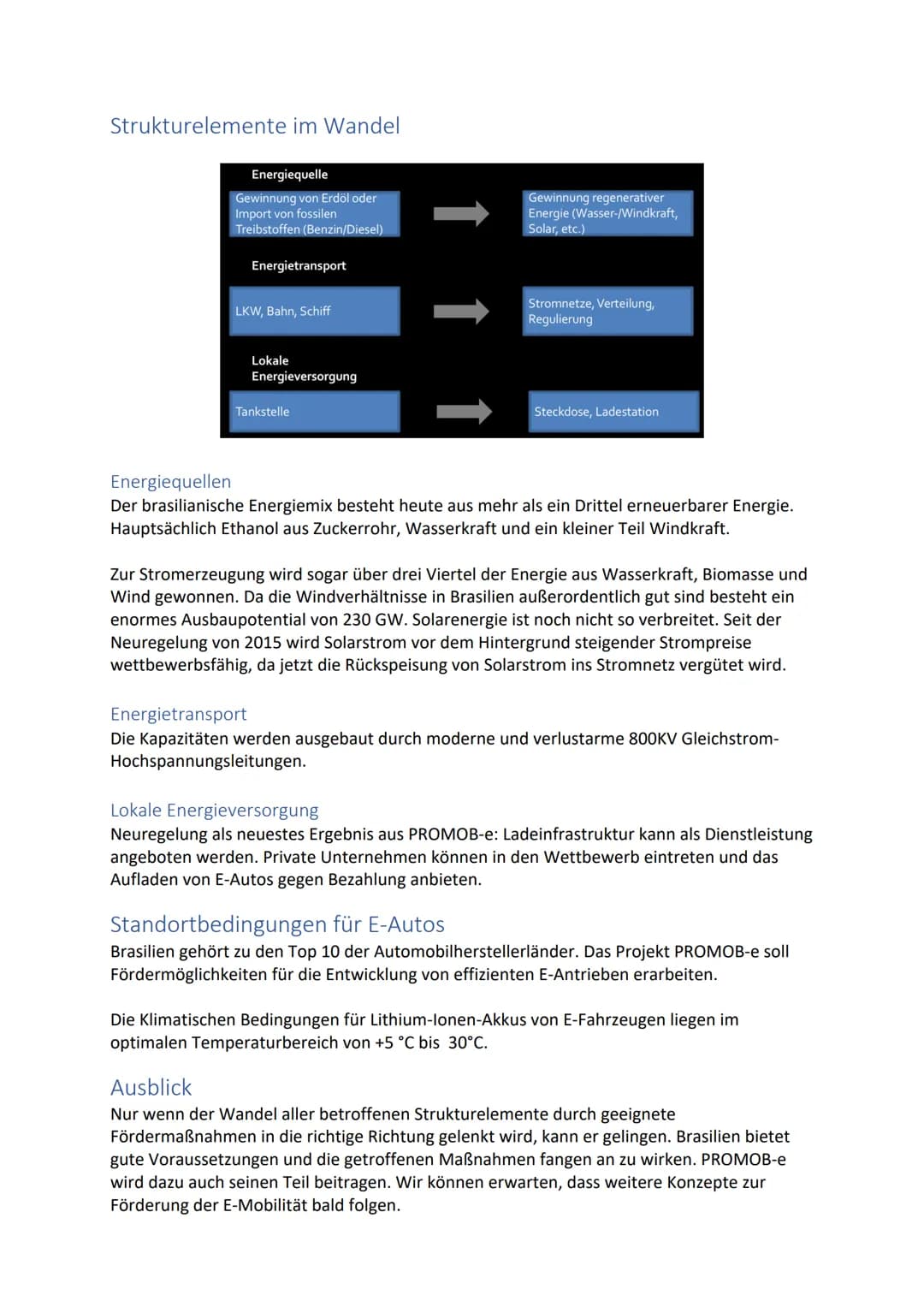 Präsentationsprüfung Erdkunde
Pilotprojekt in Brasilien zur Elektromobilität
Gelingt der Strukturwandel für die
Energieversorgung mit Strom 