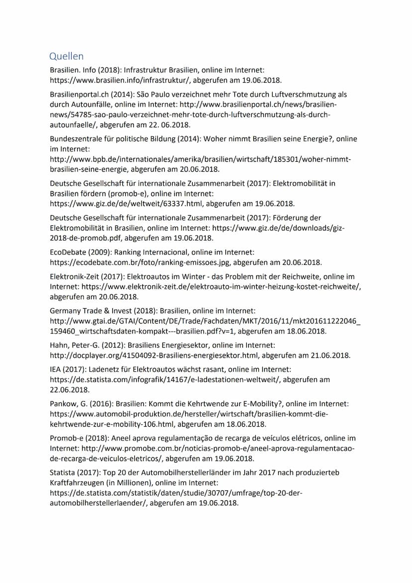 Präsentationsprüfung Erdkunde
Pilotprojekt in Brasilien zur Elektromobilität
Gelingt der Strukturwandel für die
Energieversorgung mit Strom 