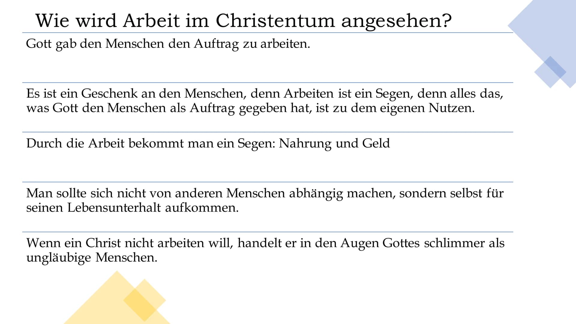 m
Welchen Stellenwert hat Arbeit in der
XC
Religion?
CHRISTENTUM
+EGO TAS
SUM ET
VIA VITA
VERI Inhaltsverzeichnis
Steckbrief..
Wie wird Arbe