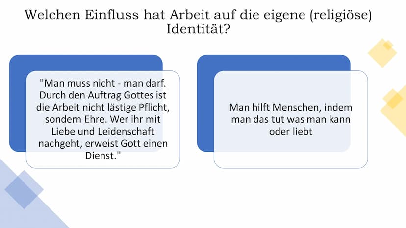 m
Welchen Stellenwert hat Arbeit in der
XC
Religion?
CHRISTENTUM
+EGO TAS
SUM ET
VIA VITA
VERI Inhaltsverzeichnis
Steckbrief..
Wie wird Arbe