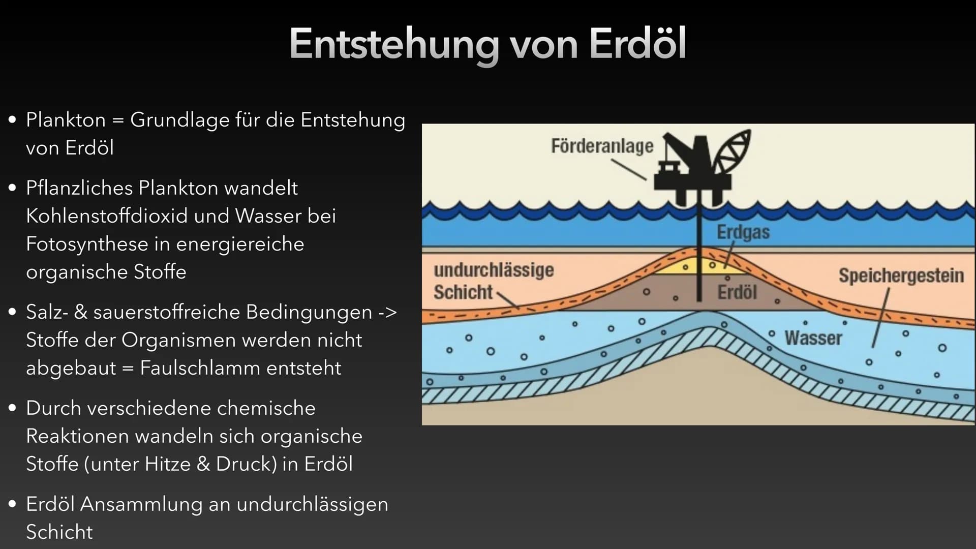 Erdöl und Erdgas als fossile
Rohstoffe und Energieträger ●
Entstehung von Erdöl & Erdgas
• Zusammensetzung von Erdöl & Erdgas
Eigenschaften 