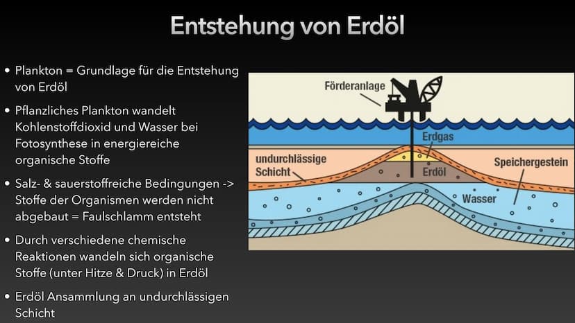 Erdöl und Erdgas als fossile
Rohstoffe und Energieträger ●
Entstehung von Erdöl & Erdgas
• Zusammensetzung von Erdöl & Erdgas
Eigenschaften 
