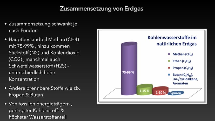 Erdöl und Erdgas als fossile
Rohstoffe und Energieträger ●
Entstehung von Erdöl & Erdgas
• Zusammensetzung von Erdöl & Erdgas
Eigenschaften 