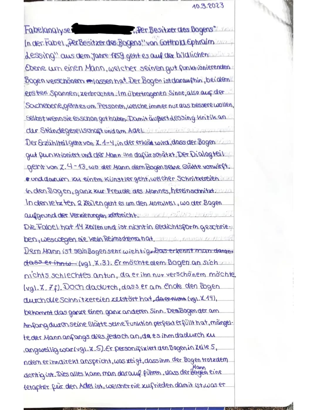 Fabelanalyse Der Besitzer des Bogens