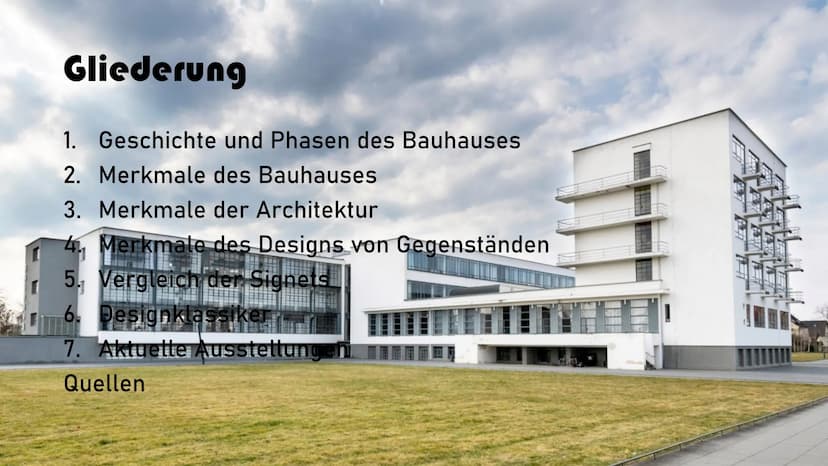 Geschichte
●
●
●
● 1976 Rekonstruktion
●
Bauhaus - Ikone der Moderne
1919 in Weimar durch Walter Gropius (1883-1969) gegründet
1925 nach Des