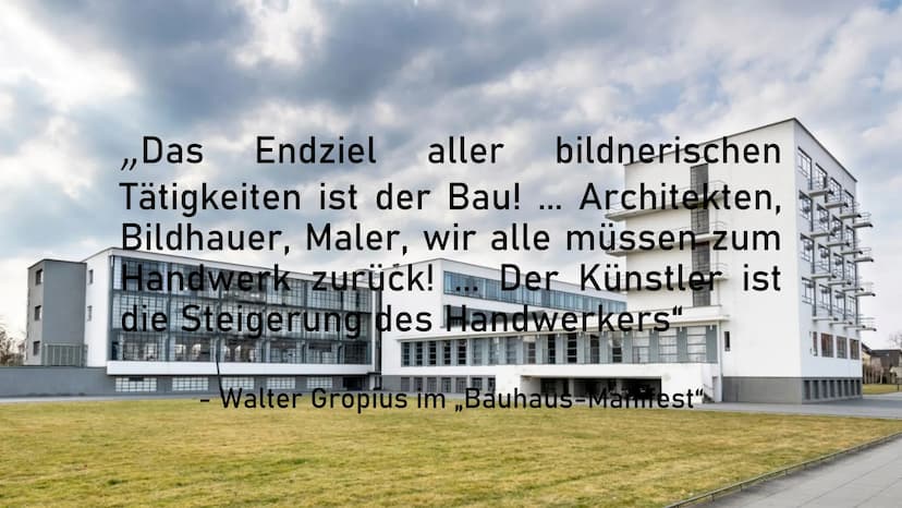 Geschichte
●
●
●
● 1976 Rekonstruktion
●
Bauhaus - Ikone der Moderne
1919 in Weimar durch Walter Gropius (1883-1969) gegründet
1925 nach Des