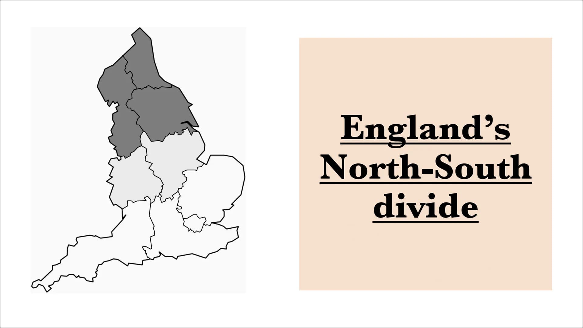 England's
North-South
divide Northern
England
Southern
England
The geographical divide of England
Midlands north-south divide
refers to the 