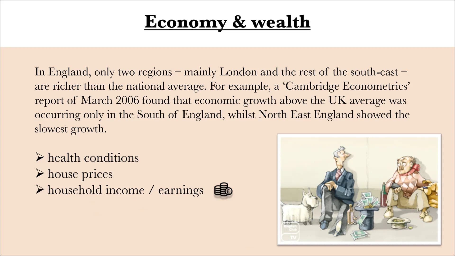 England's
North-South
divide Northern
England
Southern
England
The geographical divide of England
Midlands north-south divide
refers to the 