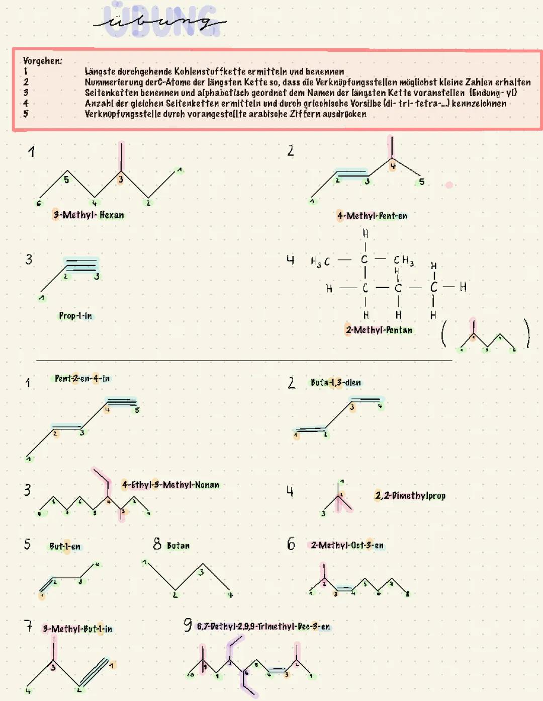 Skelettformel und Nomenklatur Übungen mit Lösungen - Chemie einfach erklärt!