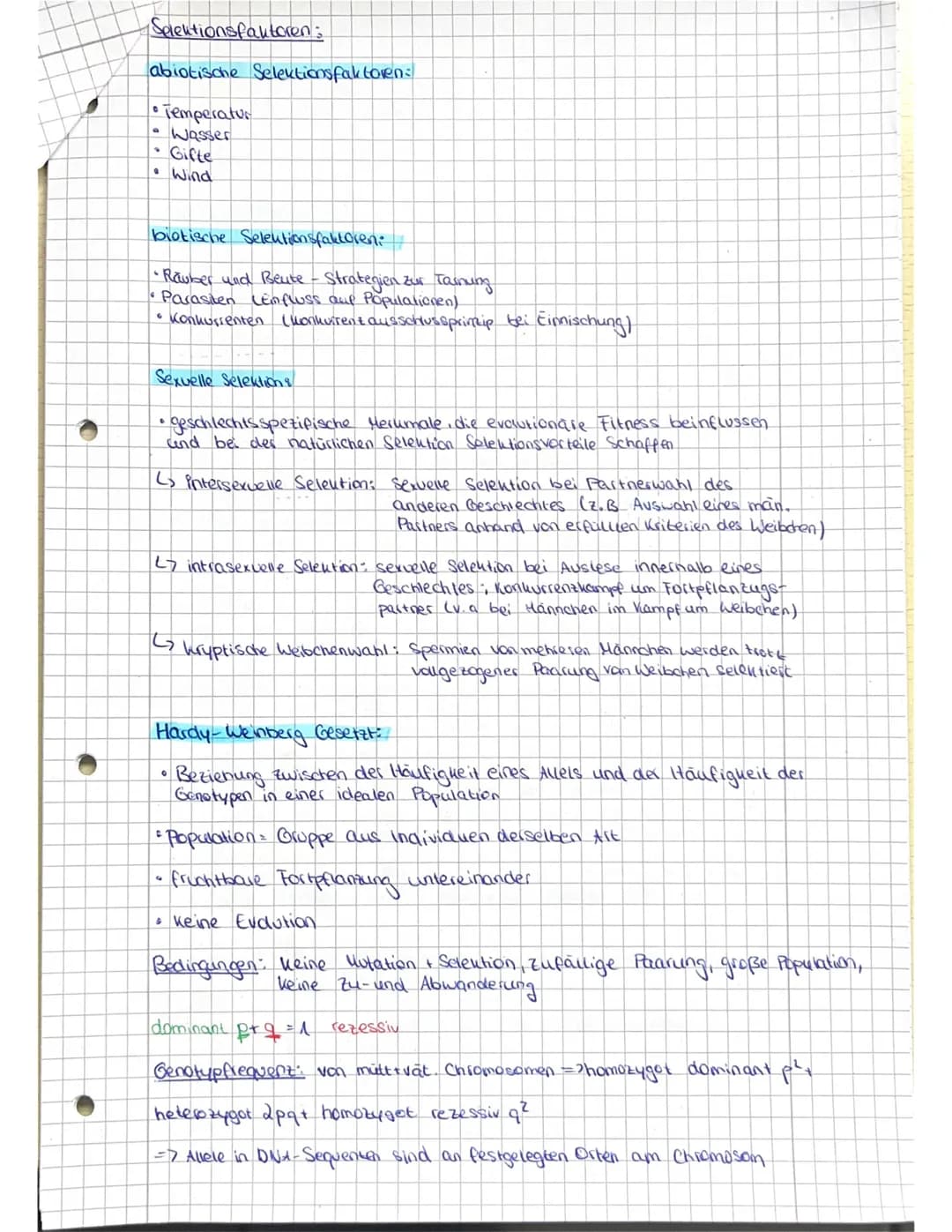 Abitur vorbereitung Biologie LK - Evolution
Grundwissen:
Evolution = Entwicklung und erfolgt durch Veränderung in Gestat
und Verhalten des P