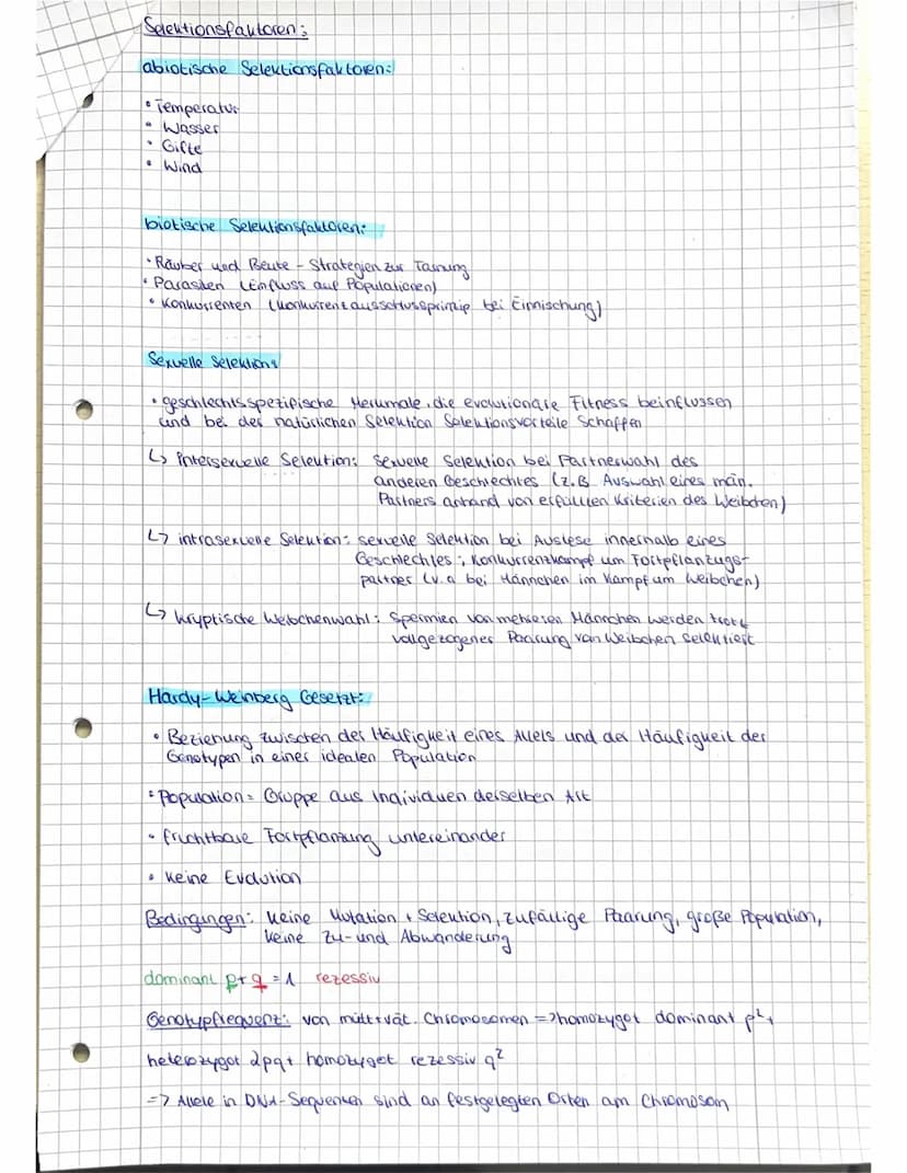 Abitur vorbereitung Biologie LK - Evolution
Grundwissen:
Evolution = Entwicklung und erfolgt durch Veränderung in Gestat
und Verhalten des P
