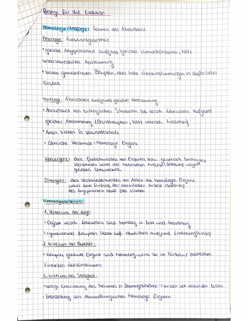 Abitur vorbereitung Biologie LK - Evolution
Grundwissen:
Evolution = Entwicklung und erfolgt durch Veränderung in Gestat
und Verhalten des P