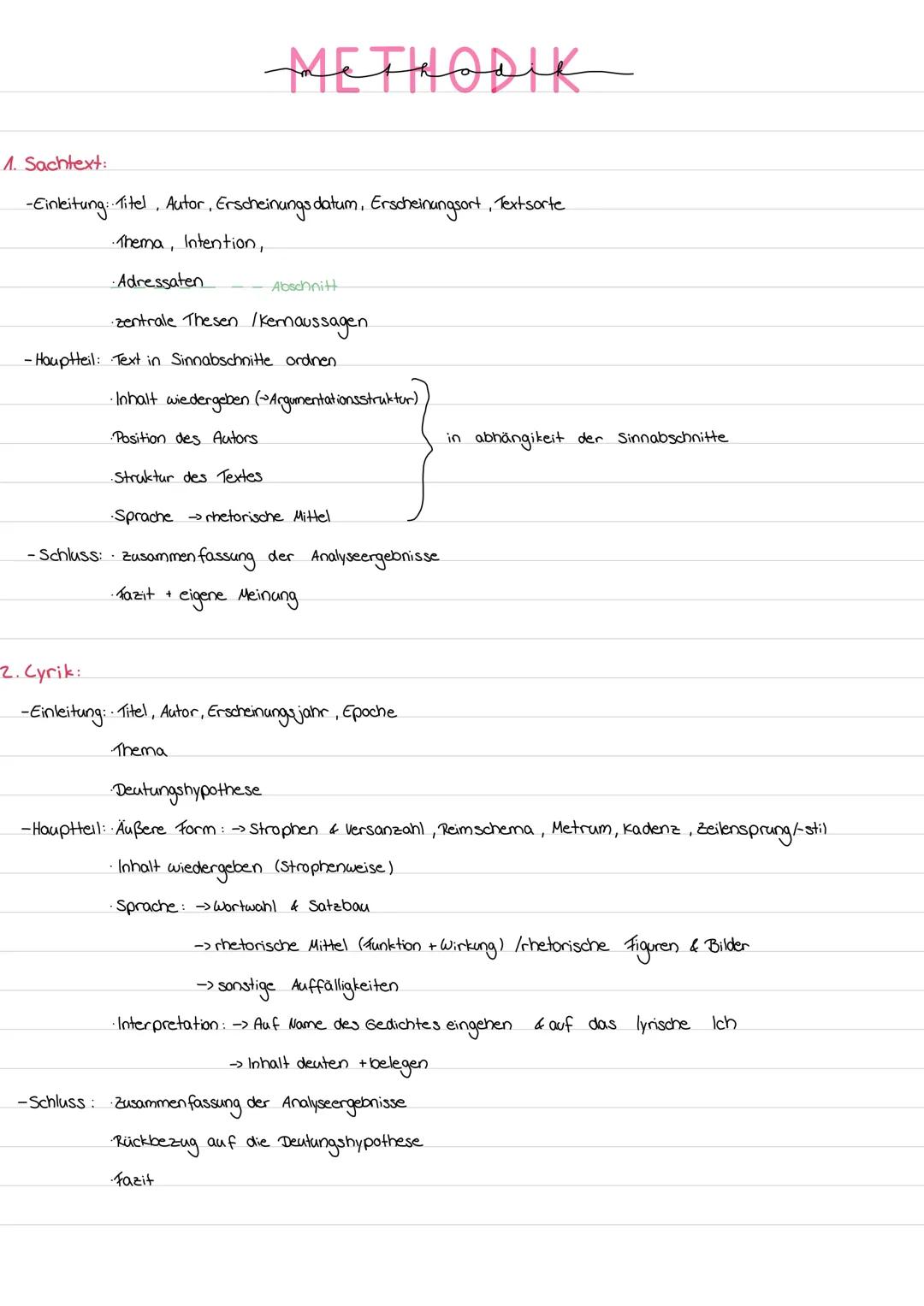 # METHODIK

1. Sachtext:

-Einleitung: Titel, Autor, Erscheinungsdatum, Erscheinungsort, Textsorte

  - Thema, Intention,

  - Adressaten

 