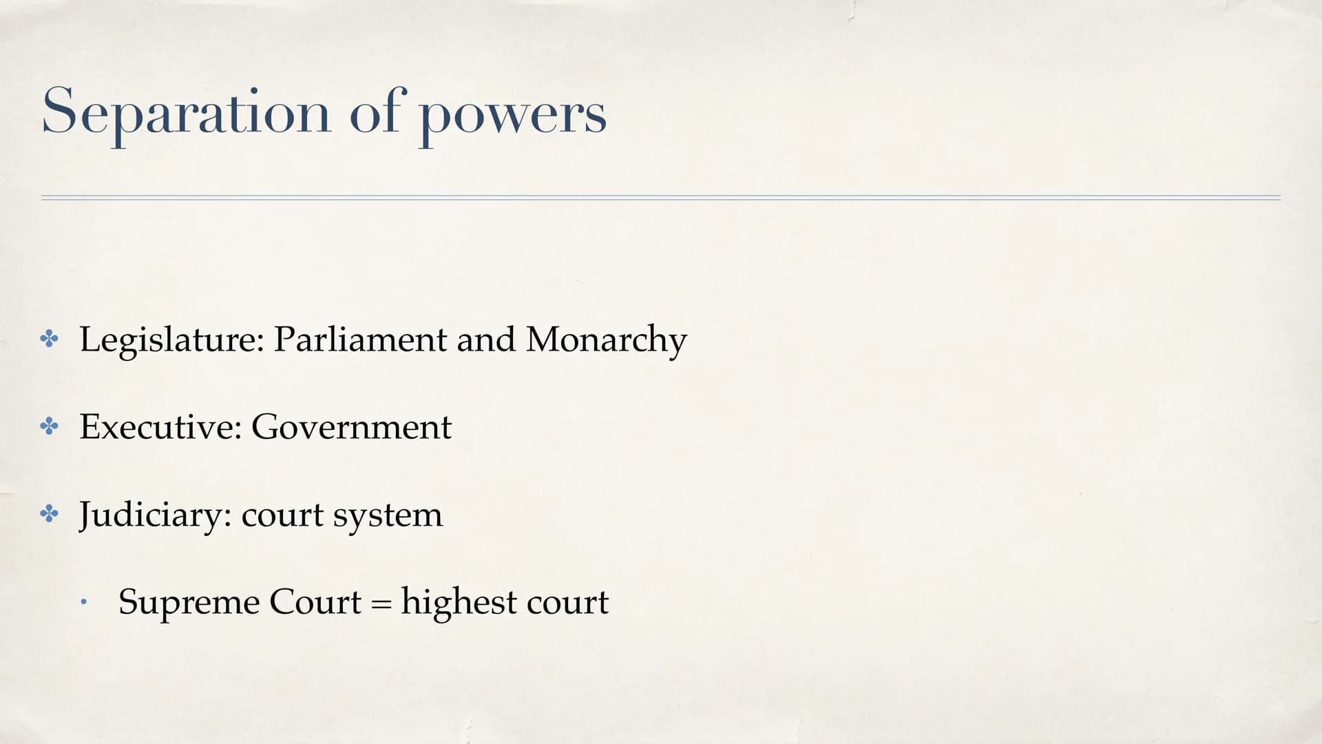 V
S
The political system in the UK
presentation by Laura N
Datum Table of contents
* Separation of powers
Government
Parliament (House of Co