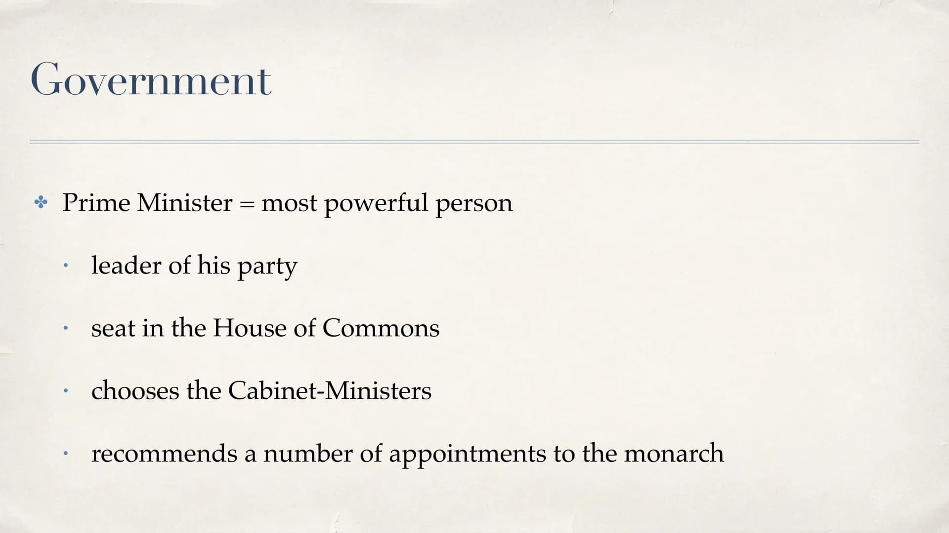 V
S
The political system in the UK
presentation by Laura N
Datum Table of contents
* Separation of powers
Government
Parliament (House of Co