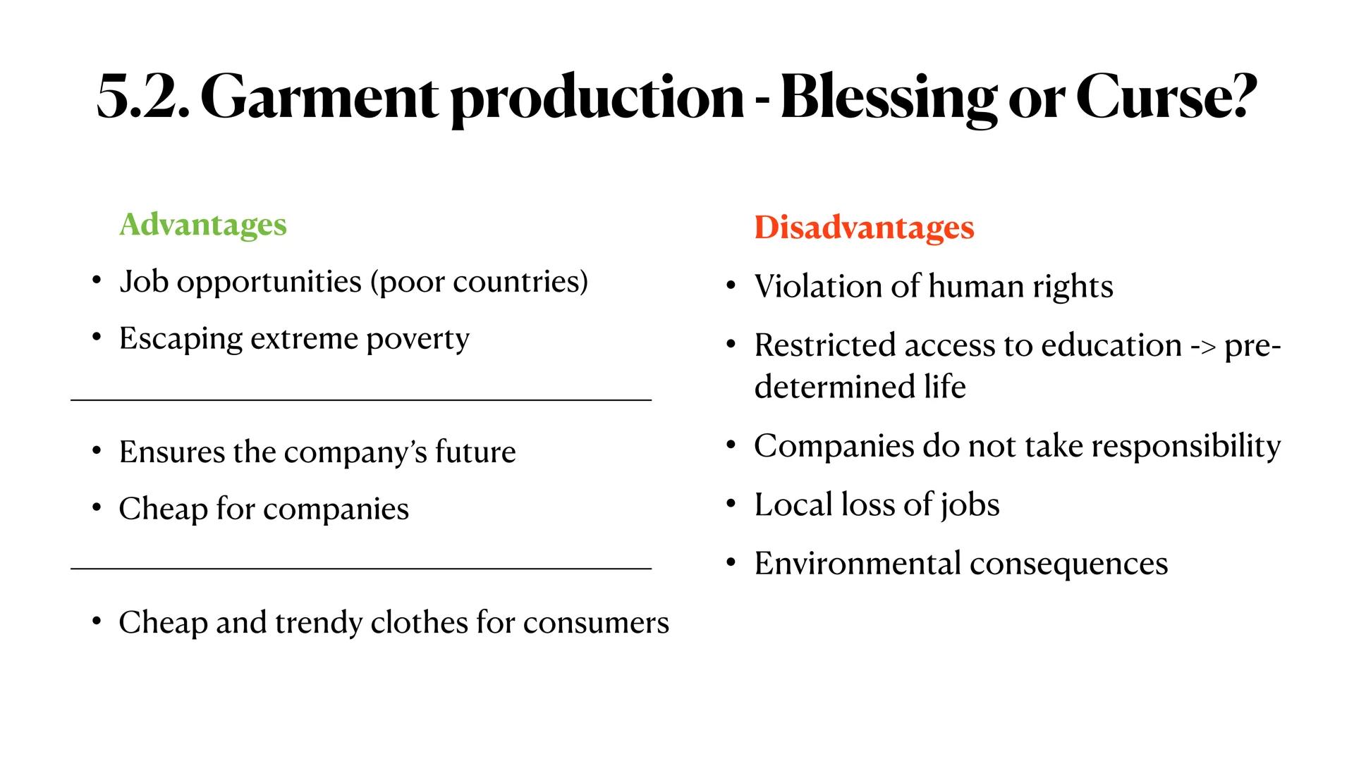 Globalisation ●
●
1. Definition
• 2. Global issues
• 3. Eras of globalisation
●
4. Chances and challenges of globalisation
●
5. Garment prod