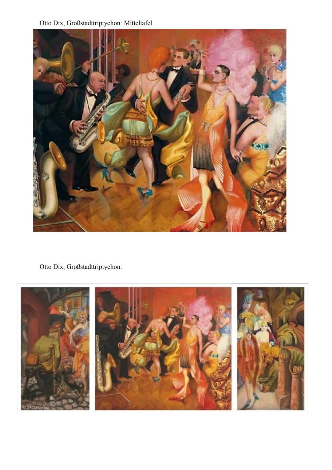 # Großstadttriptychon, Otto Dix- 1927/28, - Mitteltafel - Mischtechnik auf Holz, 181x403

1 Einleitung: Beschreibung:

- Die Aufteilung des 