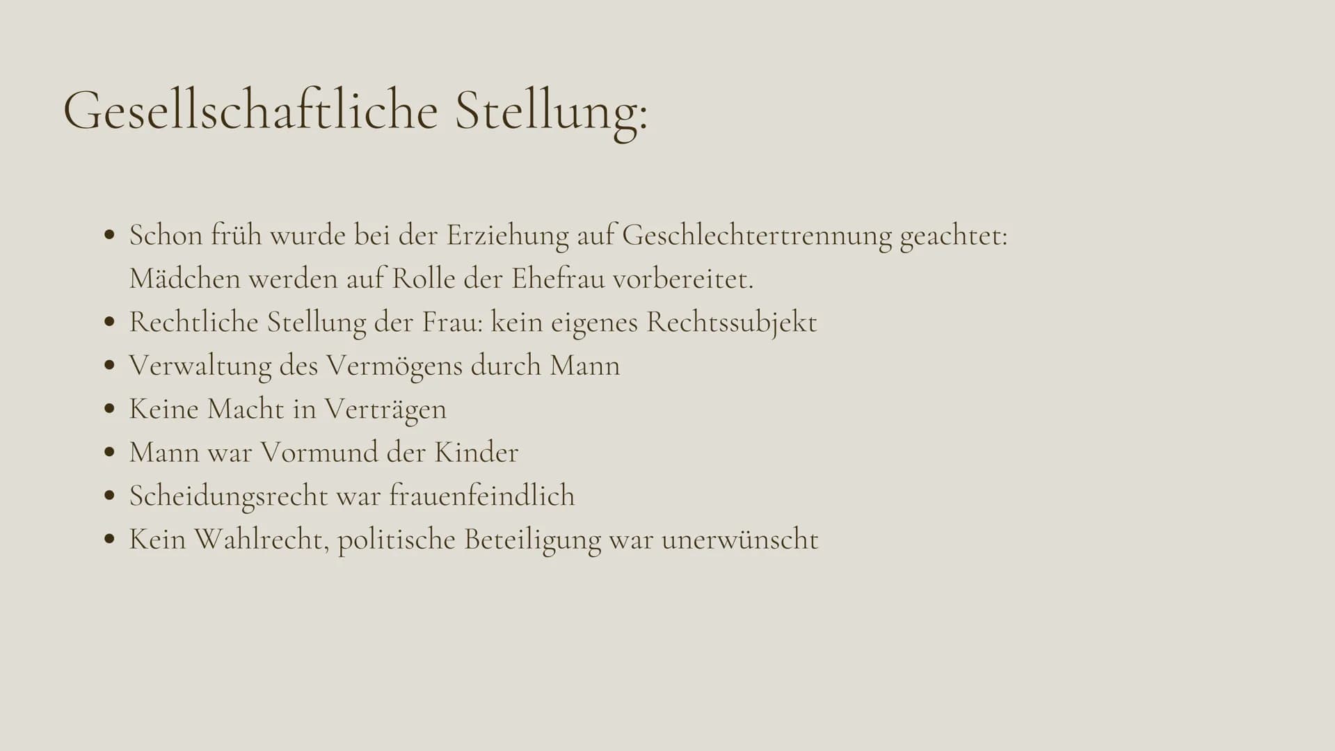 
<h2 id="emanzipationderfraudefinition">Emanzipation der Frau Definition</h2>
<p>Die Emanzipation der Frau beschreibt den Prozess der rechtl