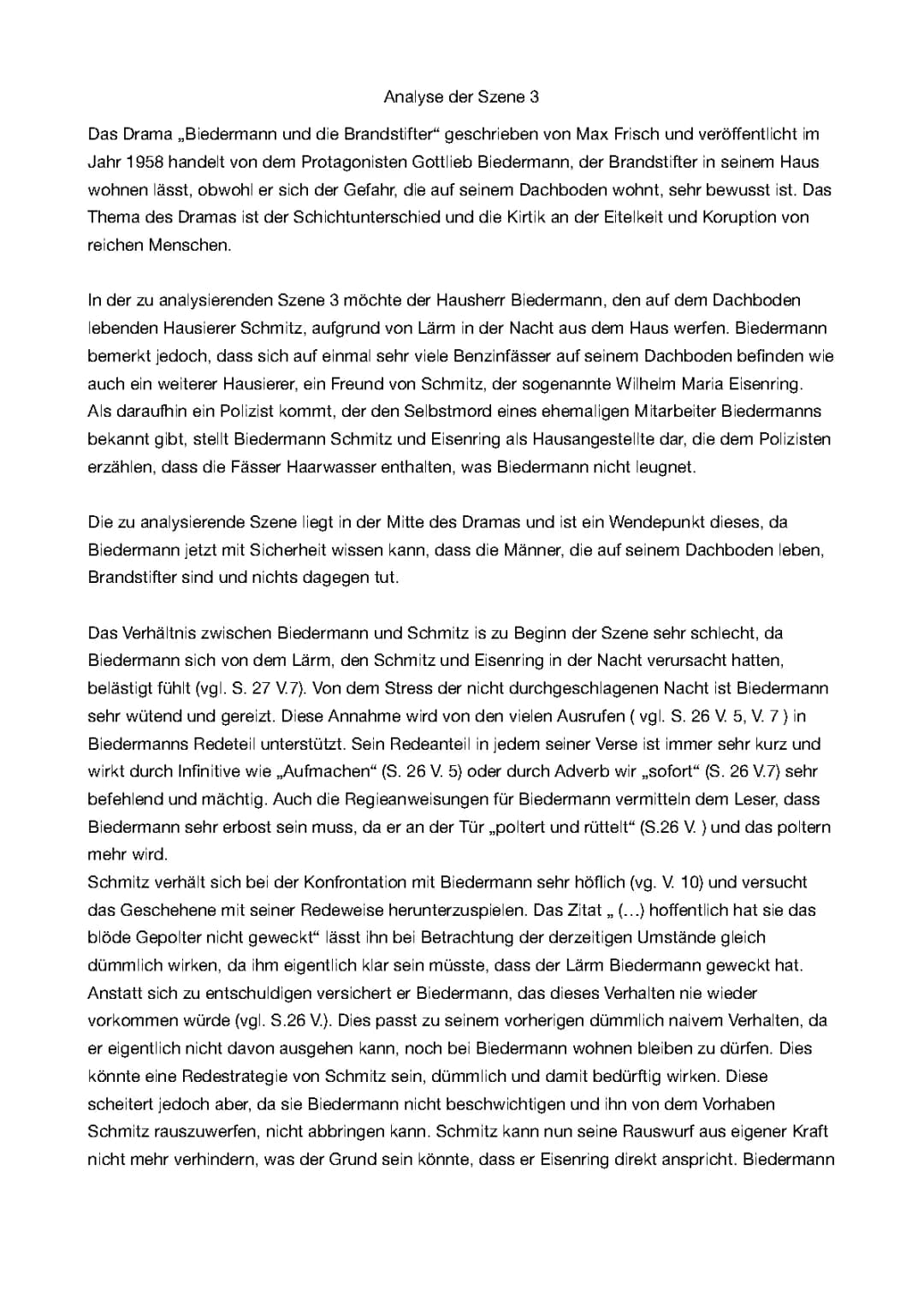 Analyse der Szene 3 aus „Bidermann und die Brandstifter“