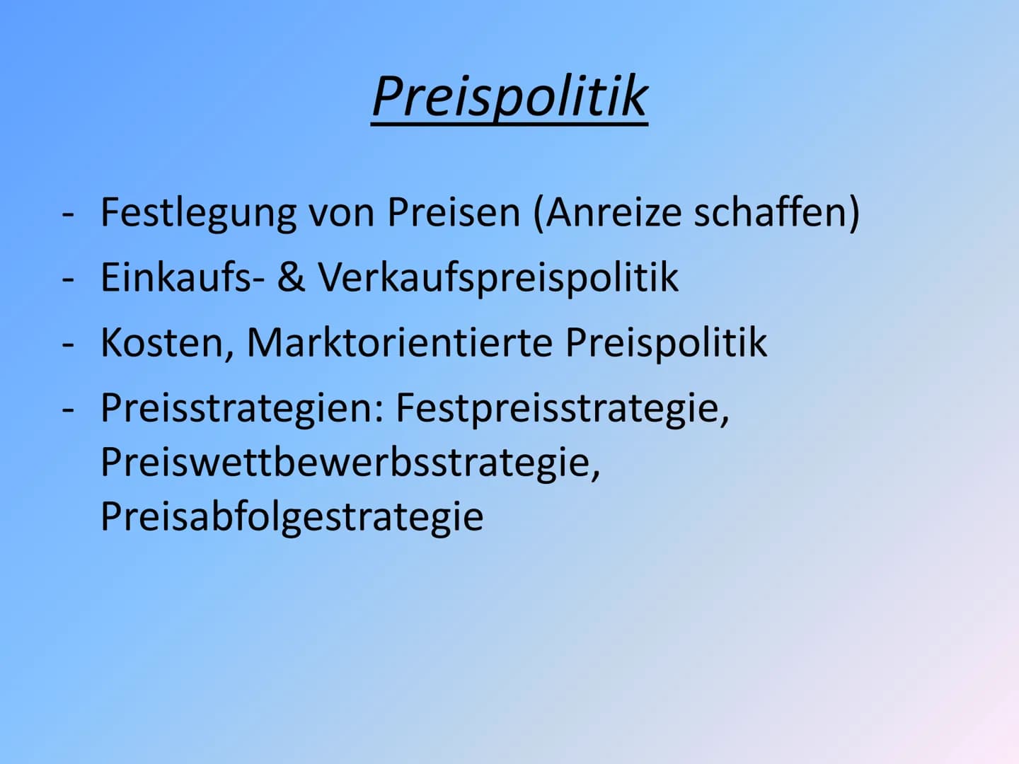 Marketing „Führen des Unternehmens vom Markt
her" - Überblick über die Instrumente des
Marketing- Mix
Gliederung
-Definition & Beispiel
-Die